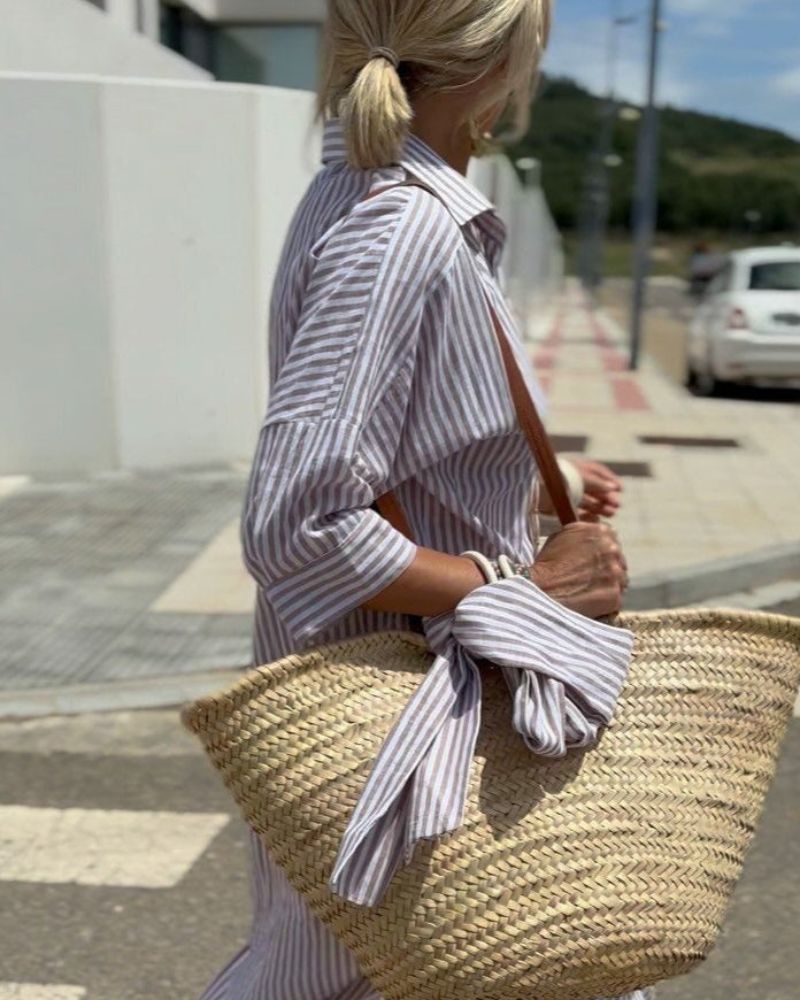Valmora™ | Classic Striped Shirt Dress